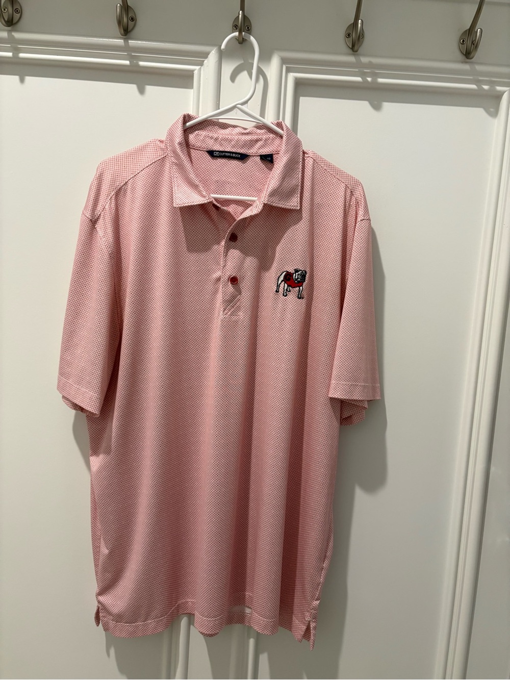 Men's Pink Golf Polo Shirt with Embroidered Georgia Bulldog
